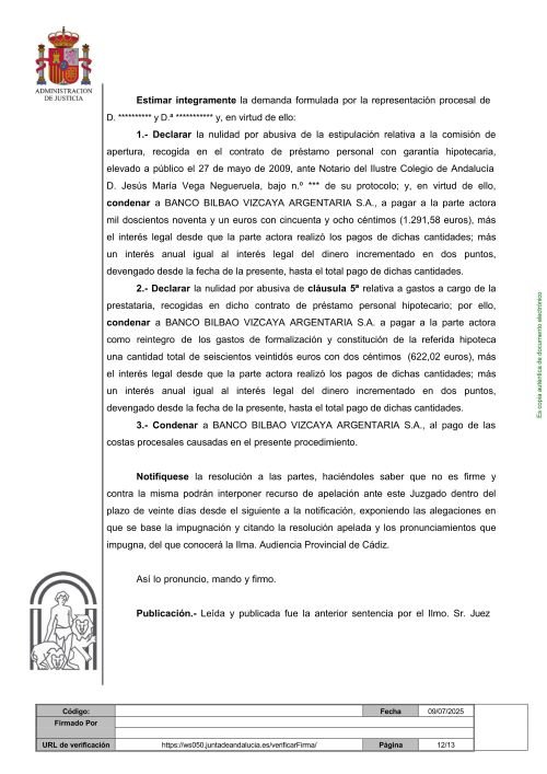 sentencia BBVA gastos hipotecarios