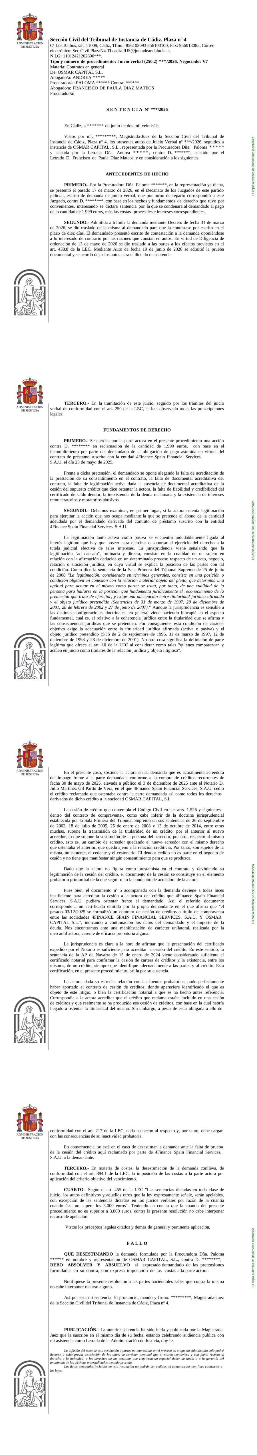 Sentencia contra Osmar Capital